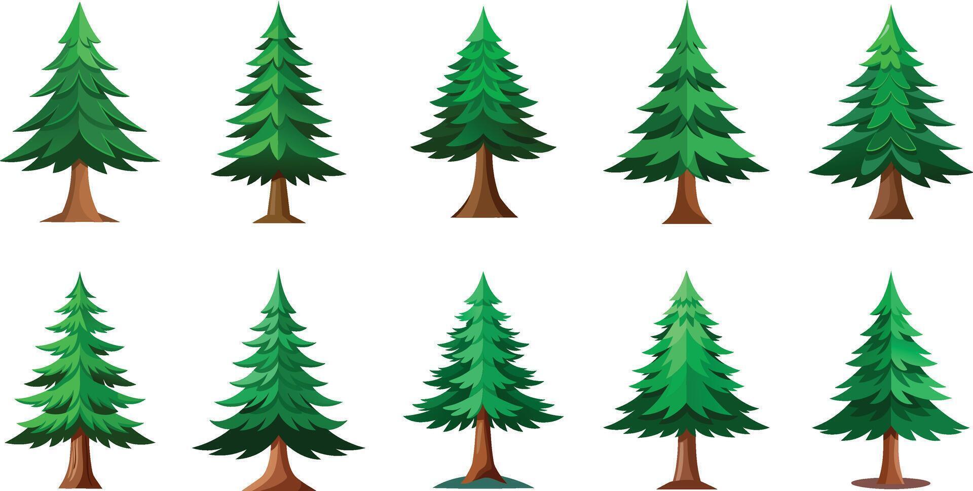 Pine trees set illustration vector