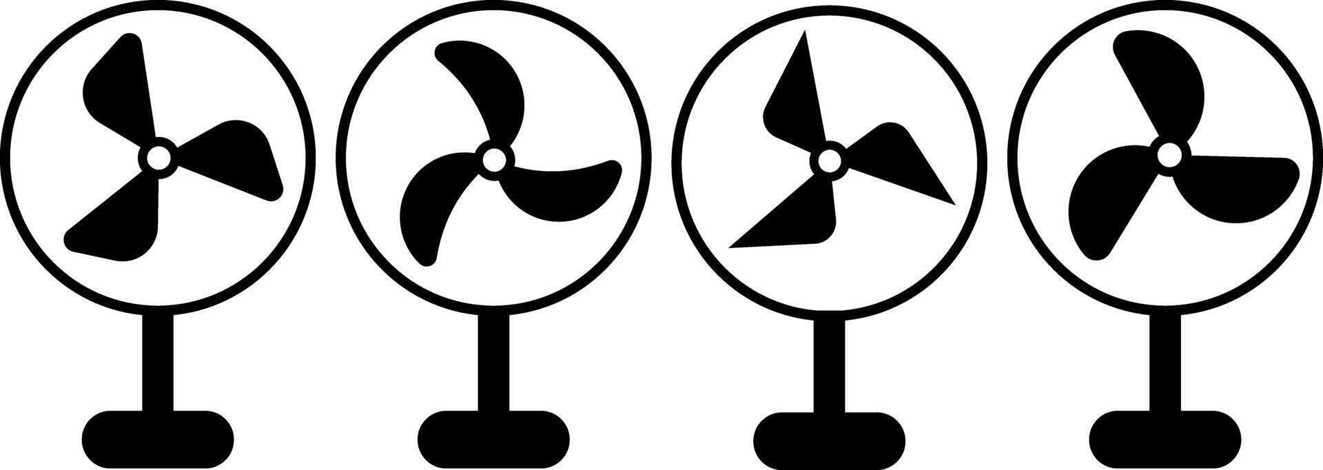 fan icon set. electric cooler wind sign. Electrical temperature equipment. Cooler sign business concept. Air ventilation symbols vector