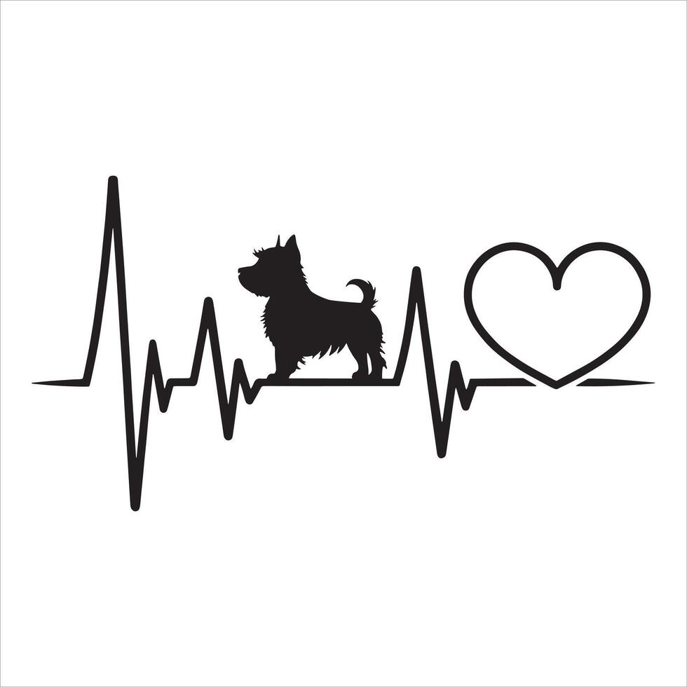 Yorkshire Terrier Heartbeat Line vector