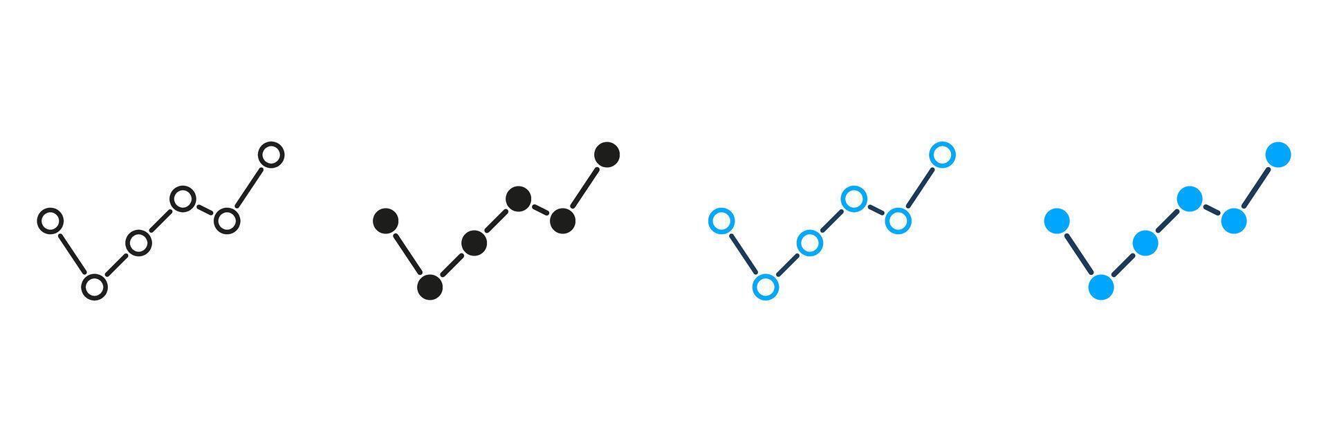 Line Graph Trend Analysis Line And Solid Icon Set. Data Visualization, Growth Tracking, And Performance Monitoring Symbol Collection. Business And Financial Analytics. Isolated Illustration vector