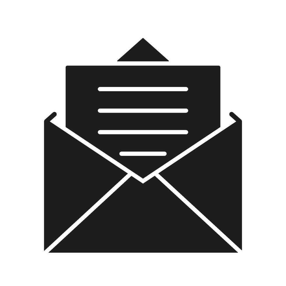 Open Envelope With Letter Solid Icon. Email Communication, Message Sending, And Mail Correspondence Silhouette Symbol. Digital Interaction. Isolated Illustration vector
