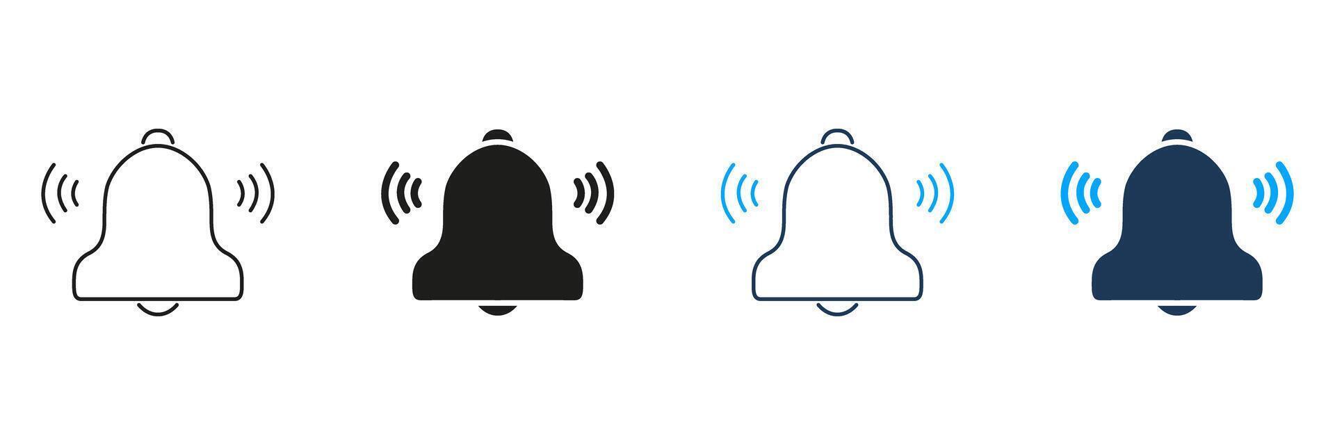 Notification Bell Line And Solid Icon Set. Alert And Reminder Symbol Collection For Communication And Messaging. Sound And Alarm Indication. Isolated Illustration vector