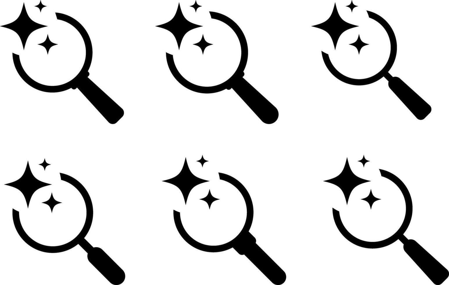 Search artificial intelligence set. Internet technology. Information technology. search icon with magic sparkle stars symbol. editing, searching for questions vector