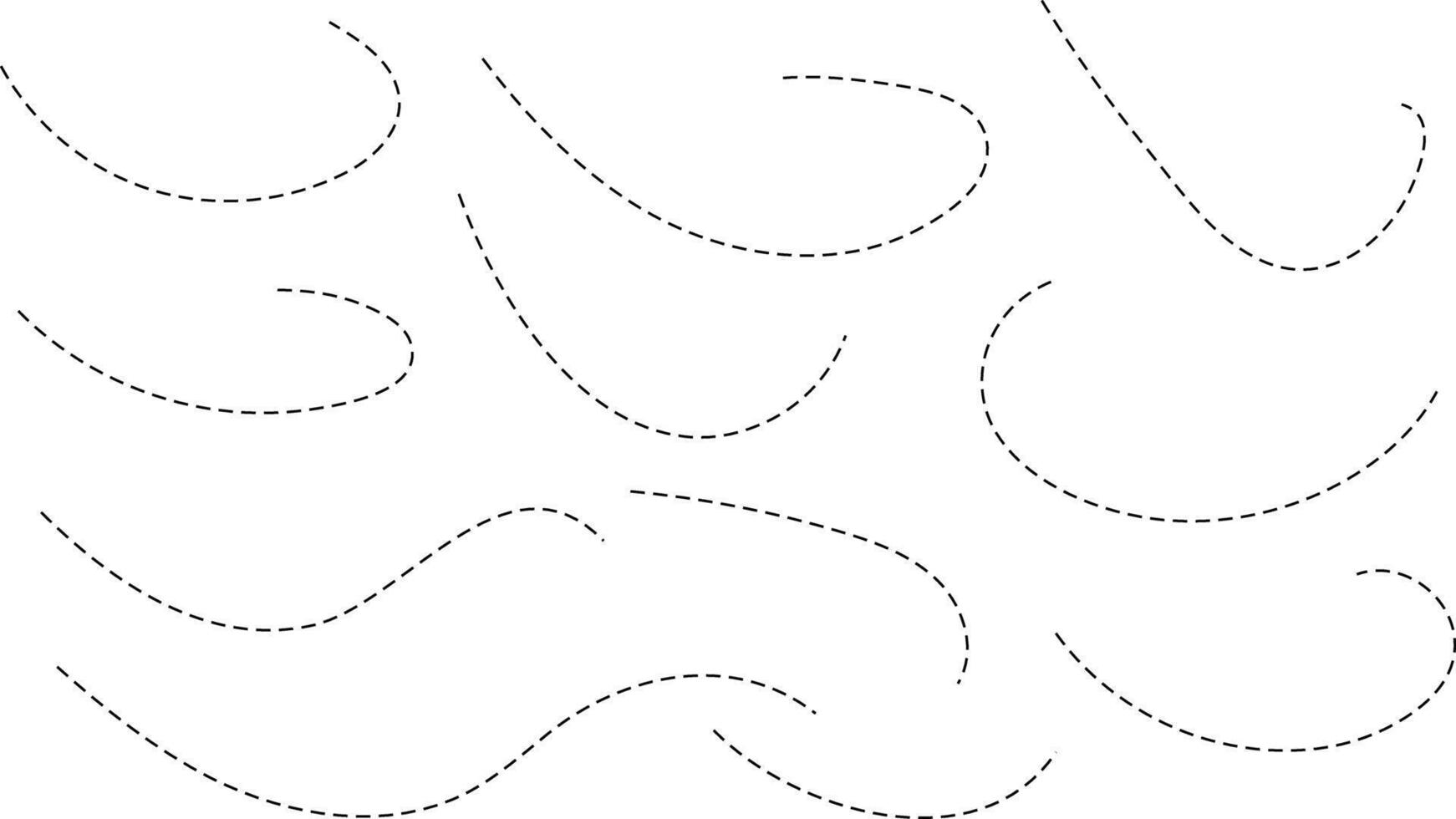 curved line set. Hand drawn line doodle. curved pointers sign. Sketch curved dashed signpost showing confusing complex paths. vector