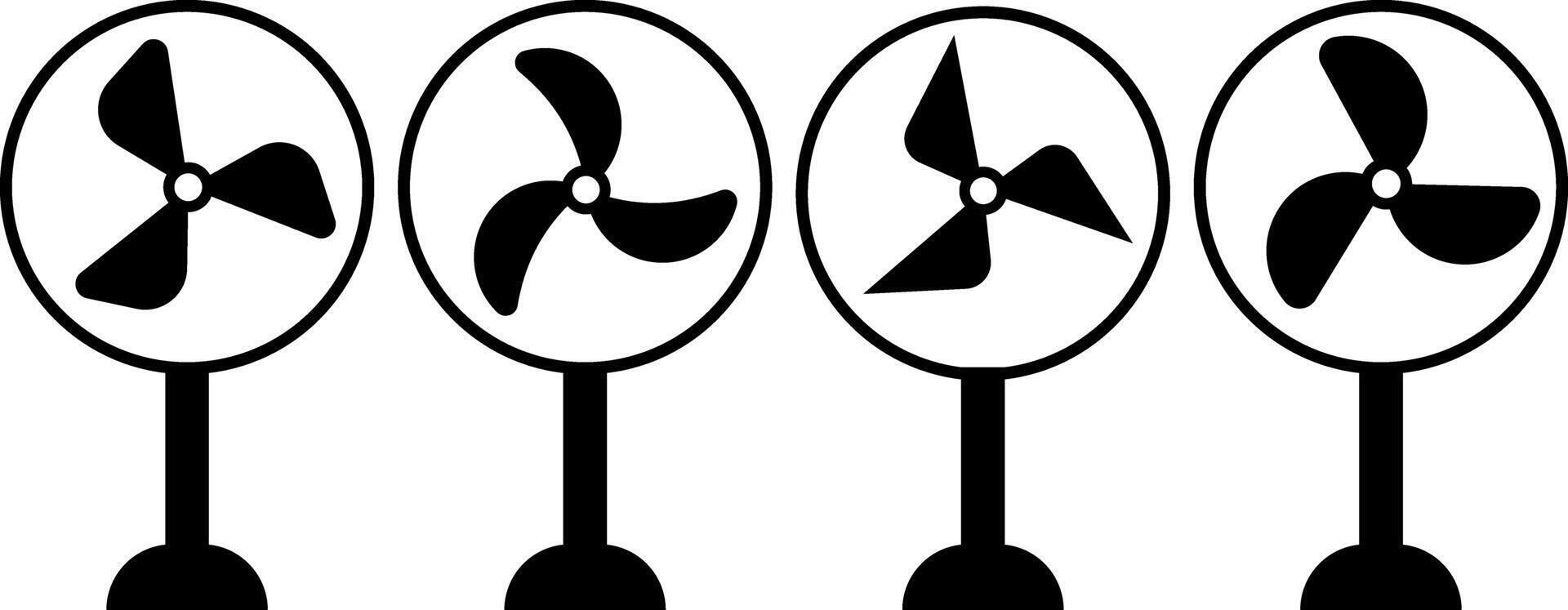 fan icon set. electric cooler wind sign. Electrical temperature equipment. Cooler sign business concept. Air ventilation symbol. temperature regulation equipment vector