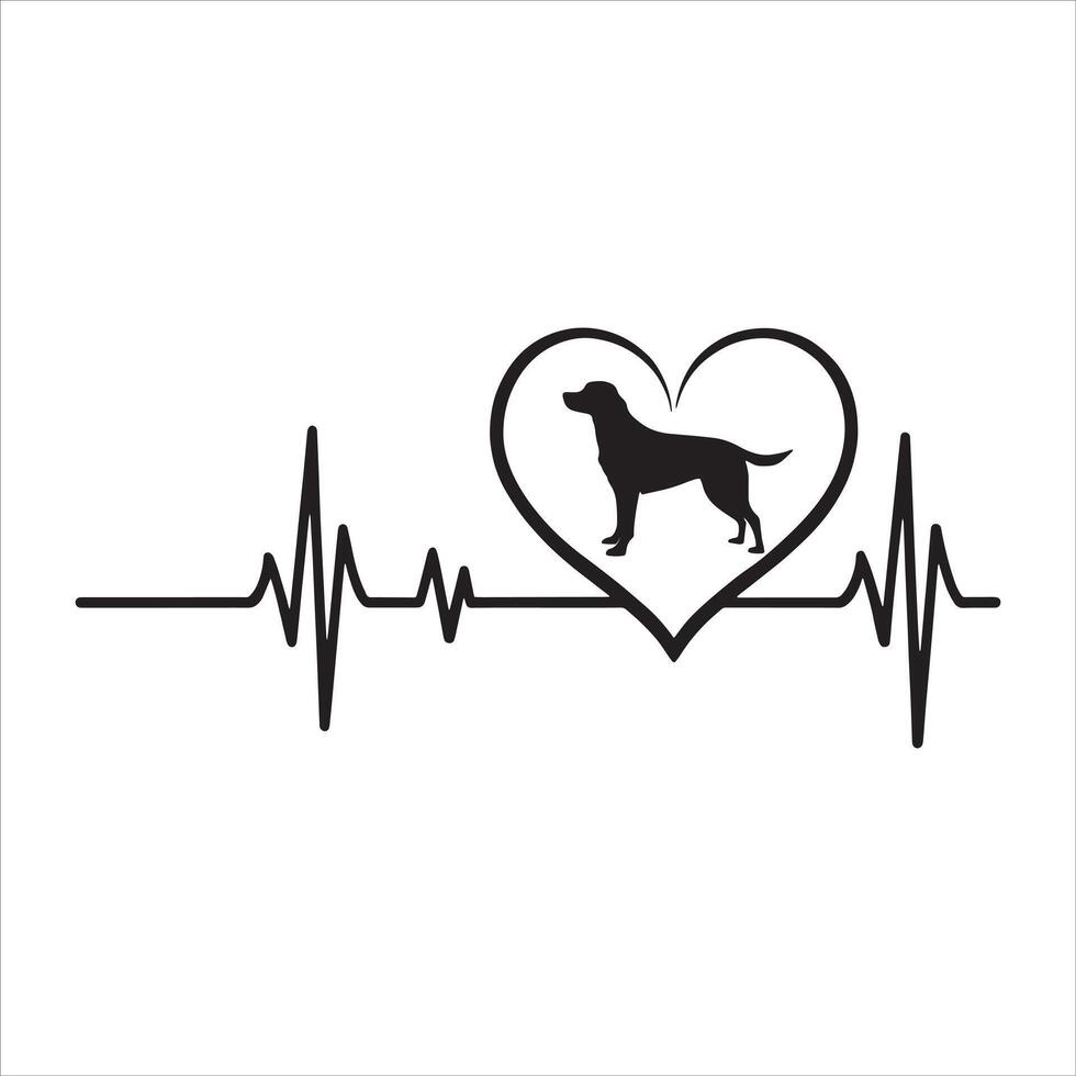 Golden Retriever Dog With Heartbeat Line vector