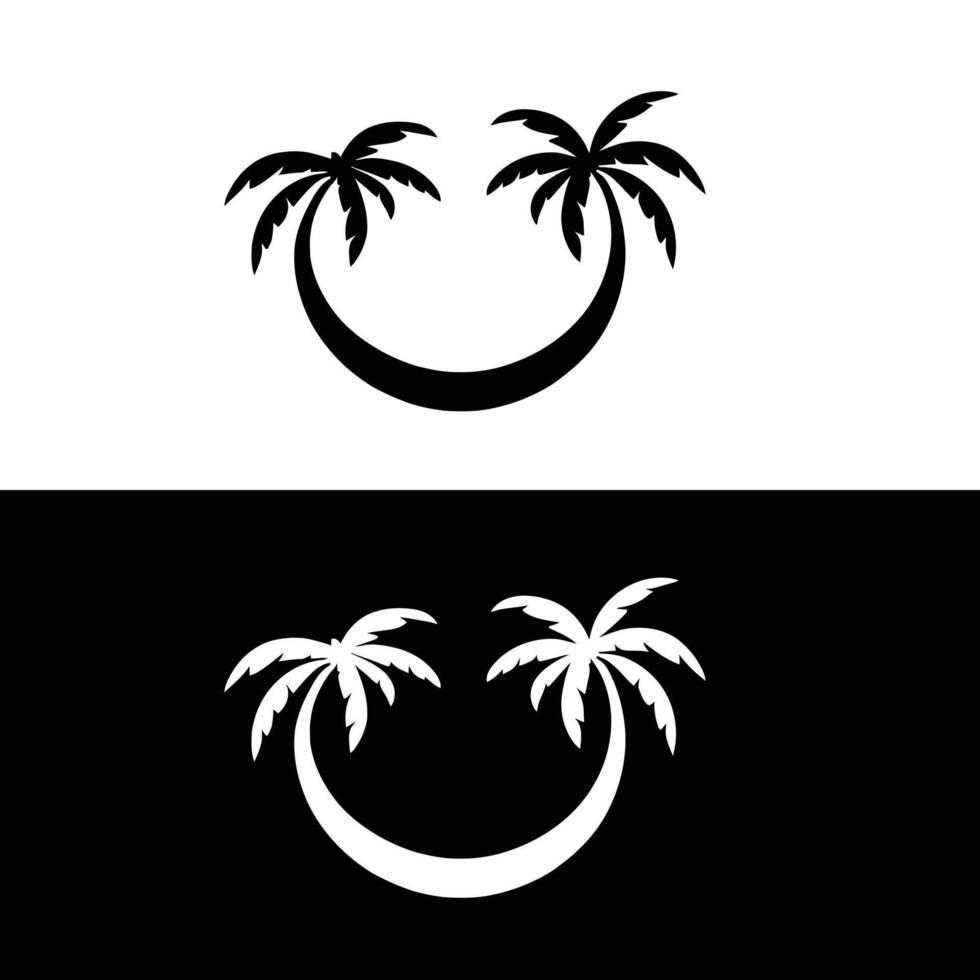 Two palm trees with a smiley face on them vector