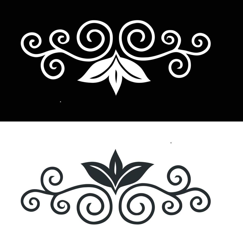 Two different designs for a scroll and leaf vector