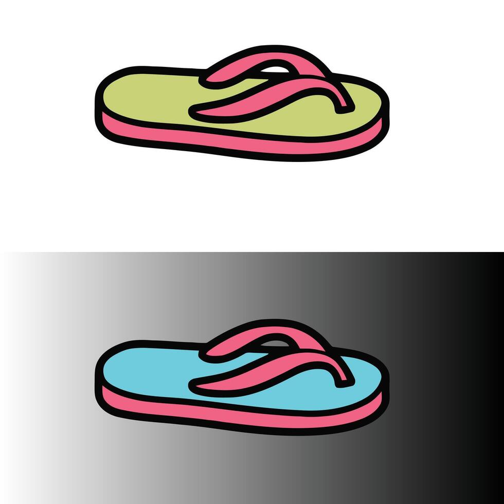 Two flip flops are shown in different colors vector