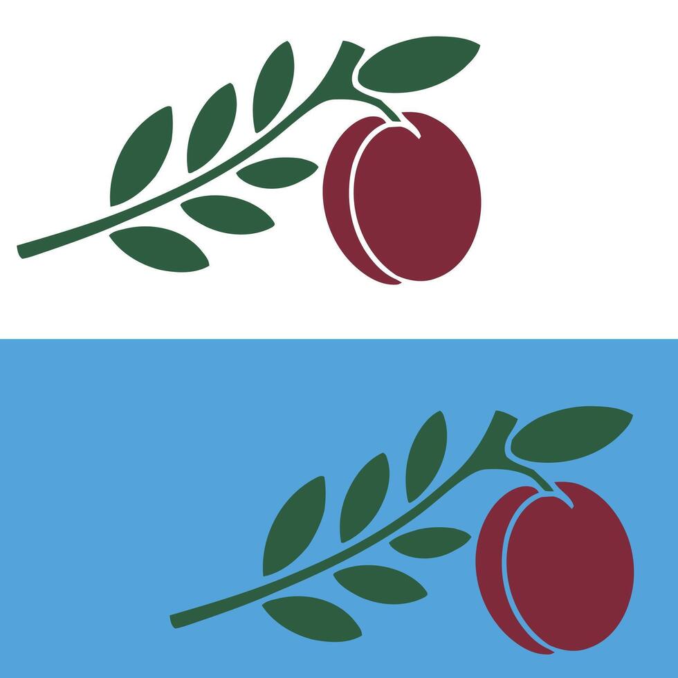 Two different images of fruit and leaves vector