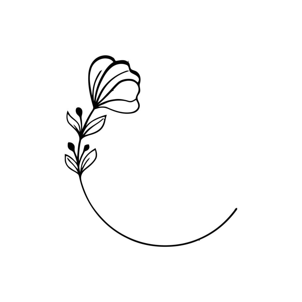 A flower is drawn in a circle with leaves vector