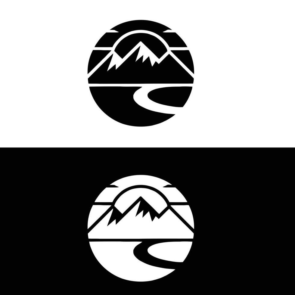 Two logos for mountain and river vector