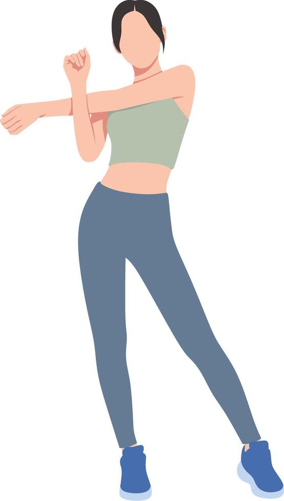 Slim athletic girl doing stretching before workout vector