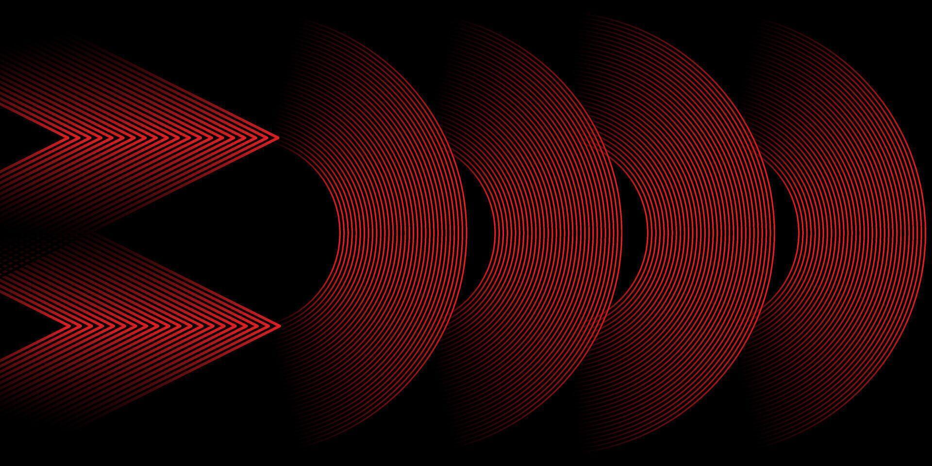 Red Arrows and Circular Lines Abstract Background Futuristic Design vector