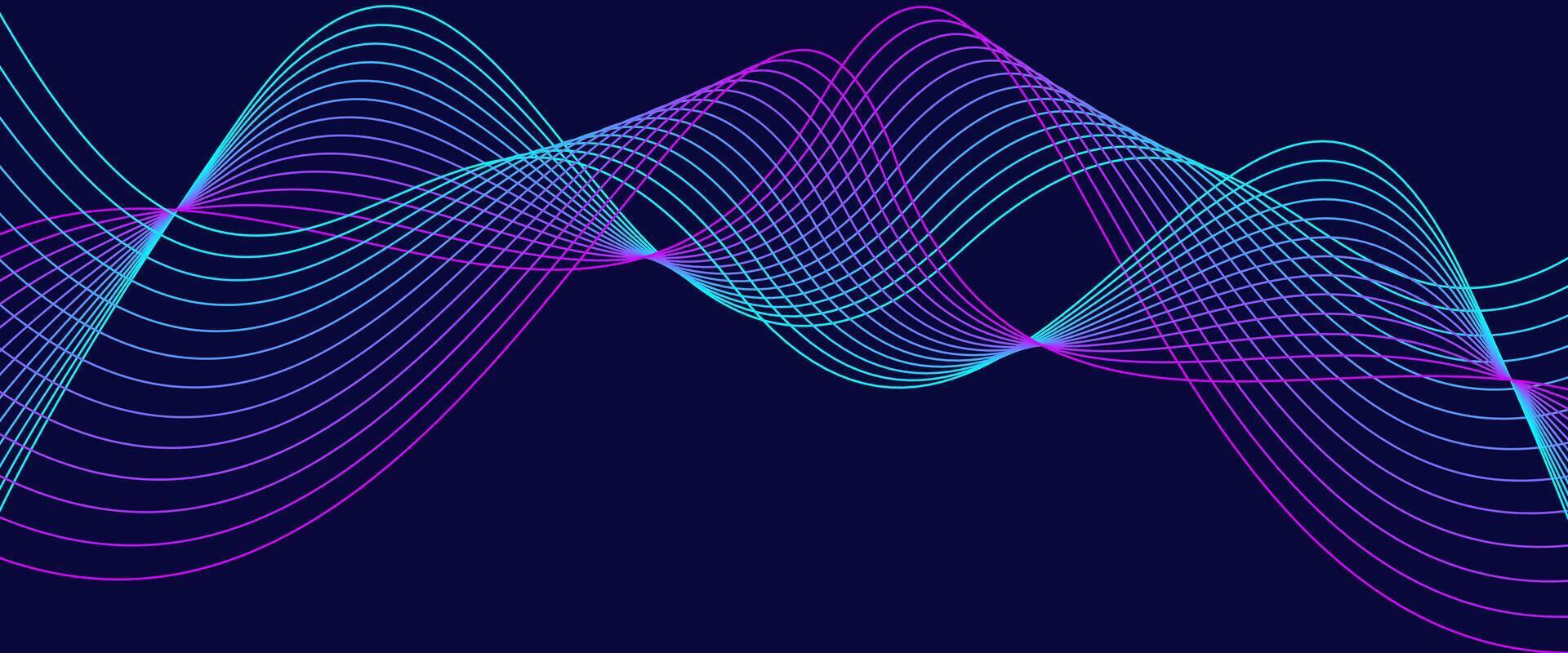 Neon Gradient Wave Line Background with Dark Purple Aesthetic vector