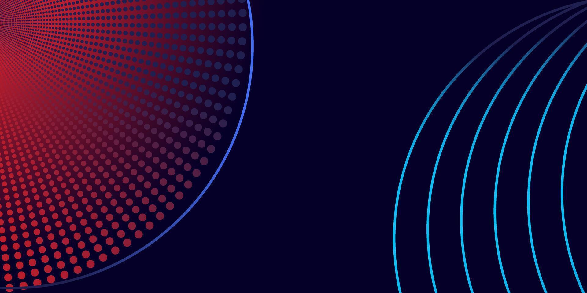 Abstract Halftone Gradient Dots and Neon Lines on Dark Background vector