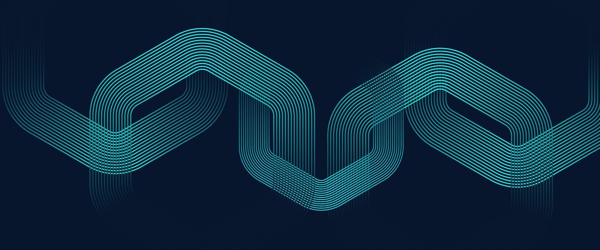 Geometric Curved Line Pattern with Blue Gradient on Dark Background vector