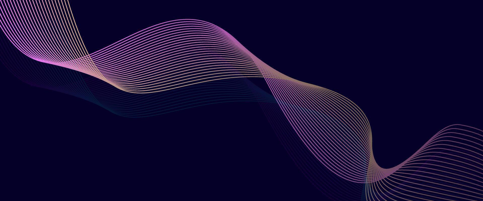 Elegant Gradient Wavy Line Abstract Background in Dark Mode vector