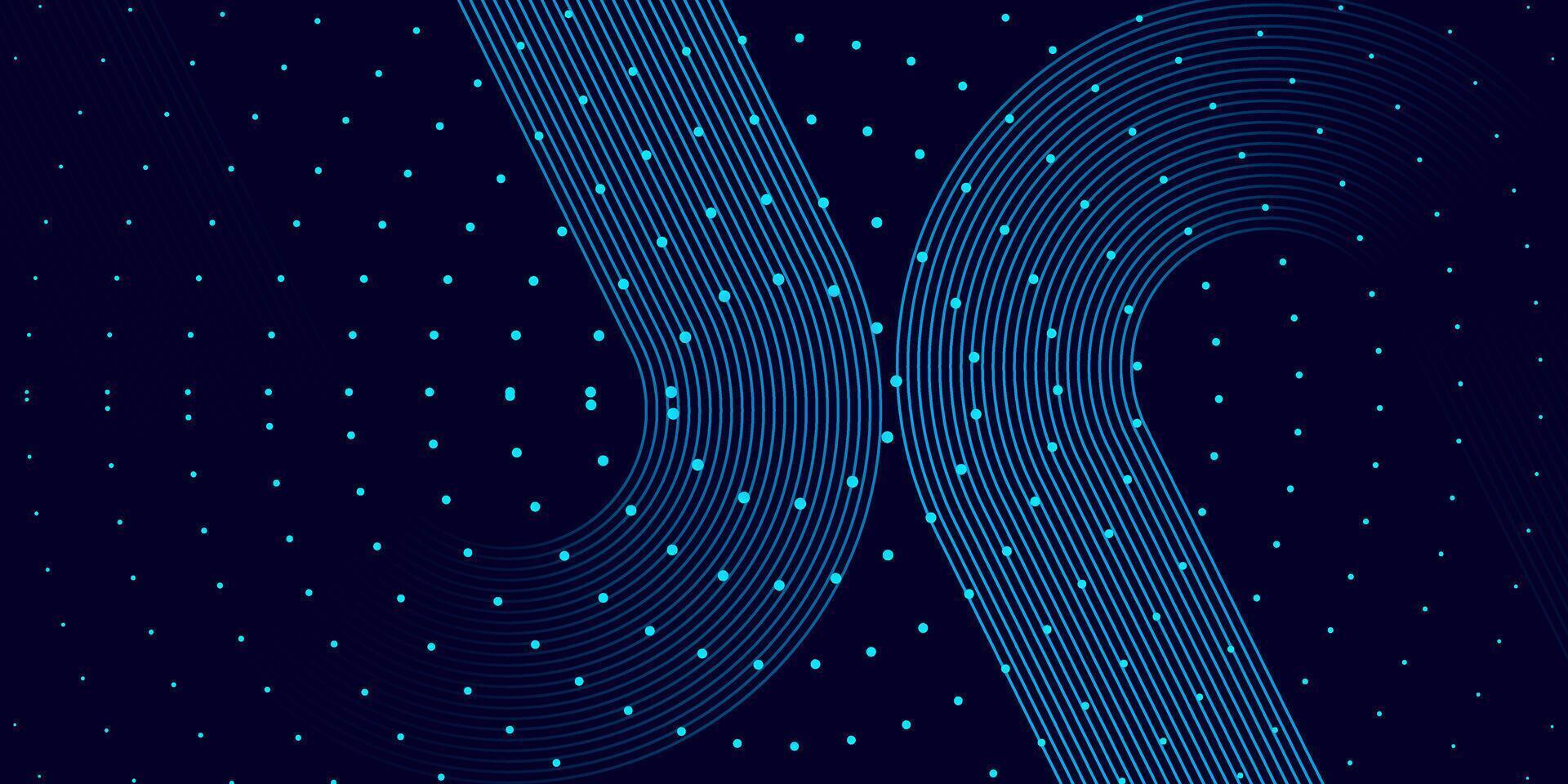 Futuristic Blue Curve Dot Line Background Abstract Digital Art Pattern vector