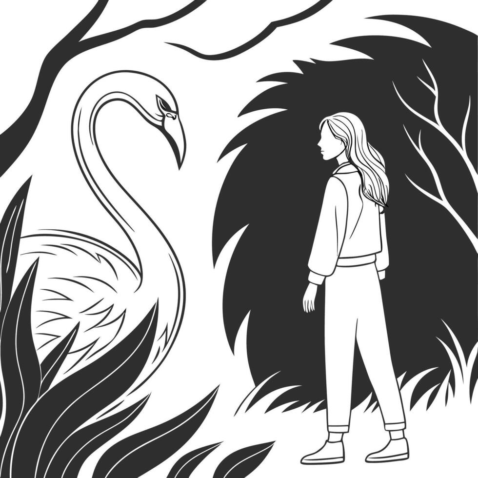Artistic Female Walking Silhouette vector