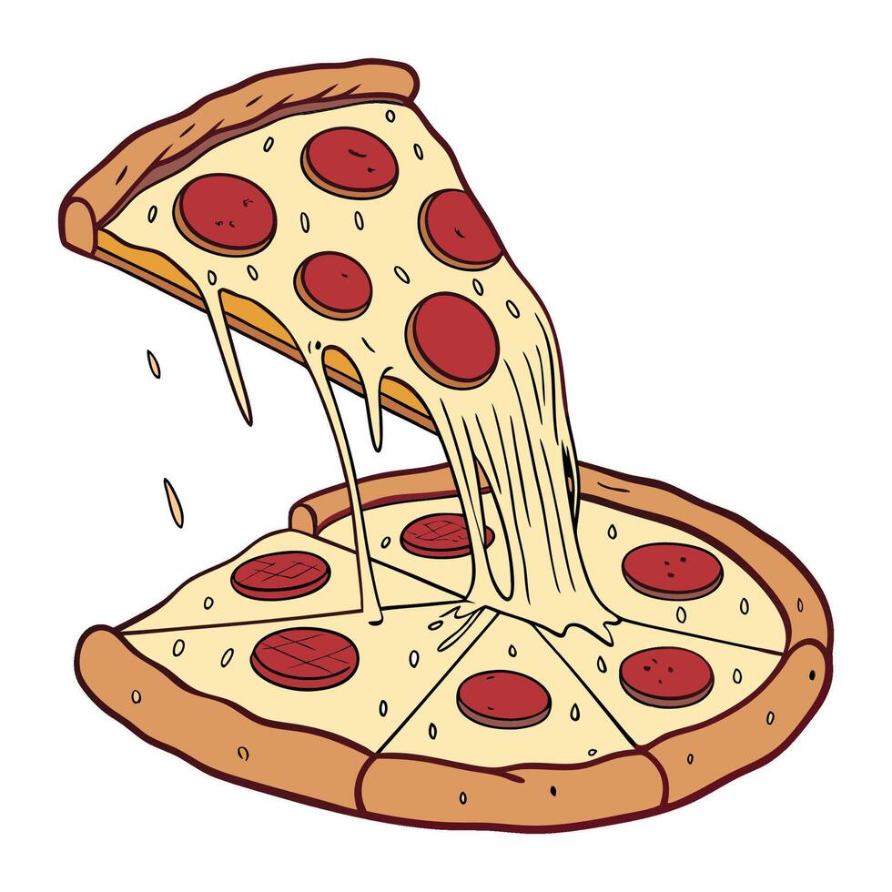 Classic Pizza Slice Tasty Art vector