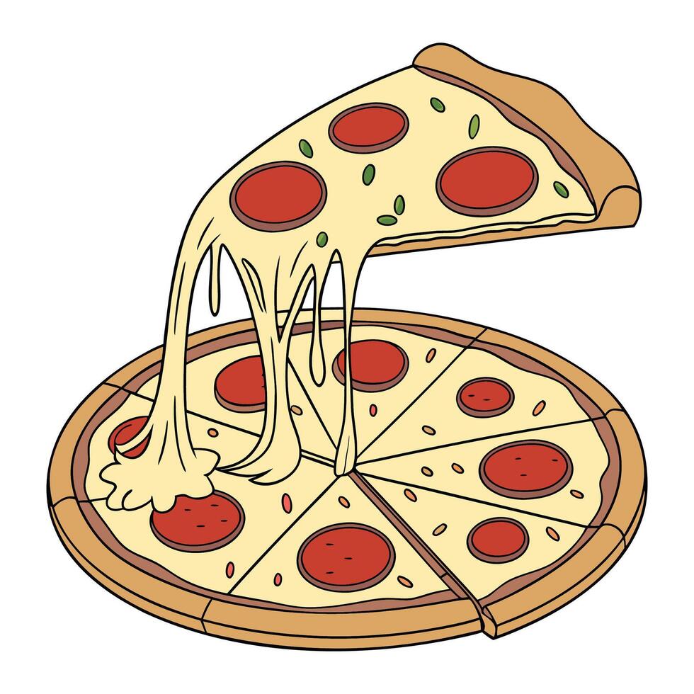Variety Pizza Slices Food Illustration vector