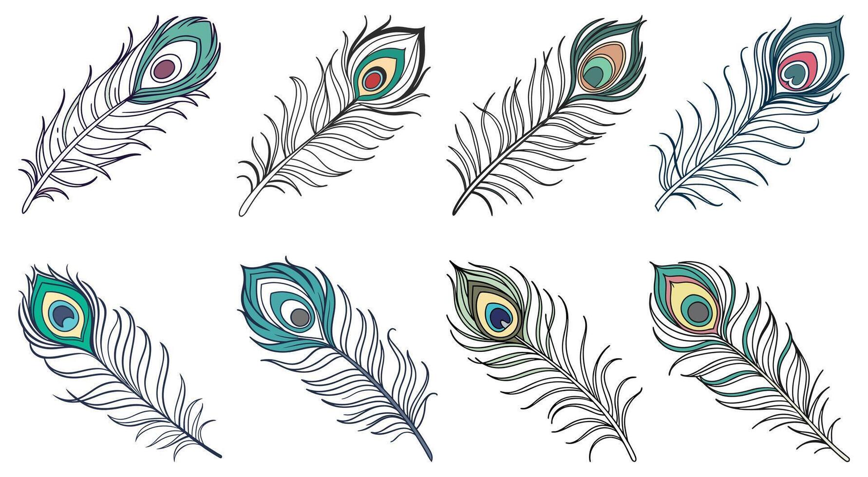 Seamless Pattern of Vibrant Peacock Feathers for janmashtami design vector