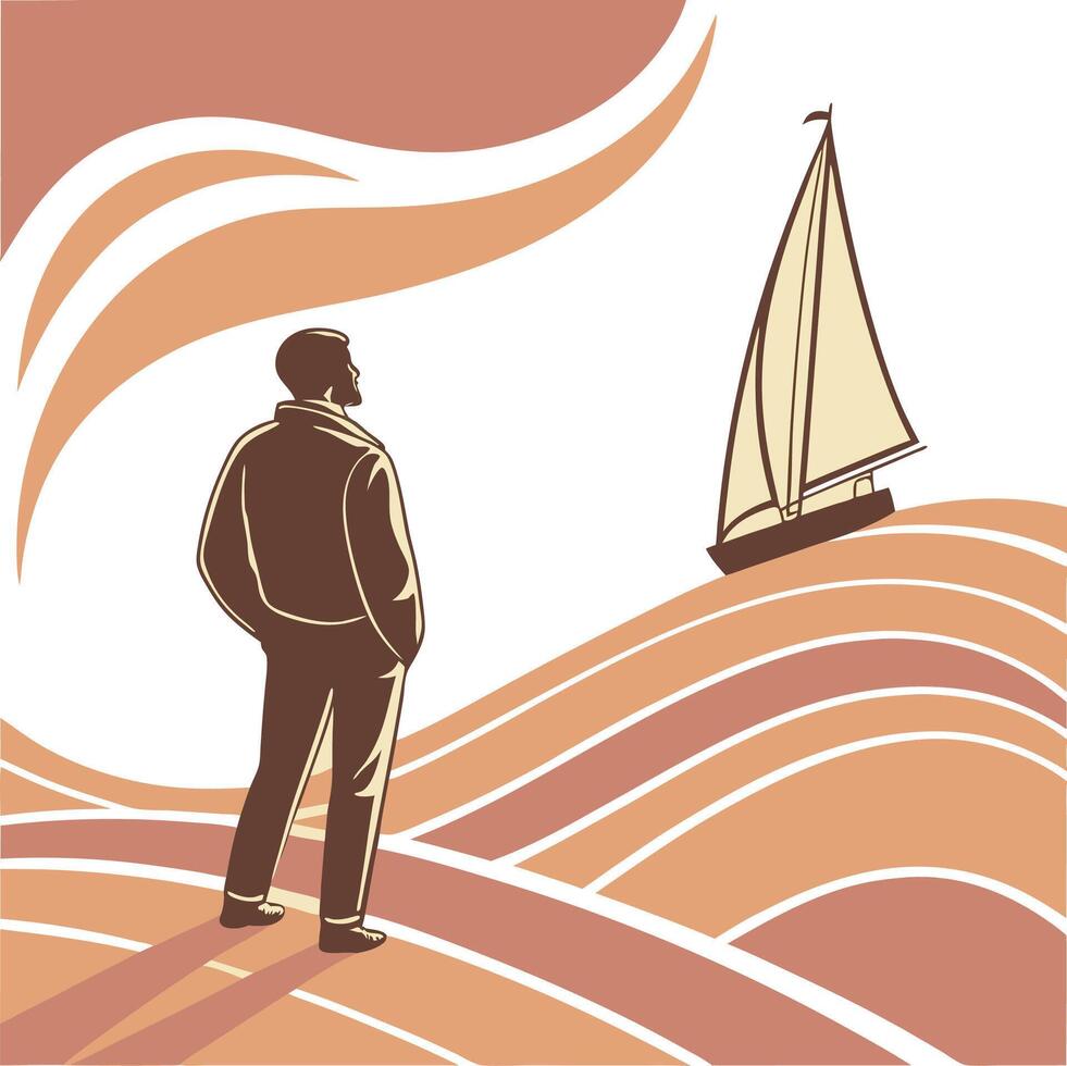 Artistic Male Walking Minimal Art vector