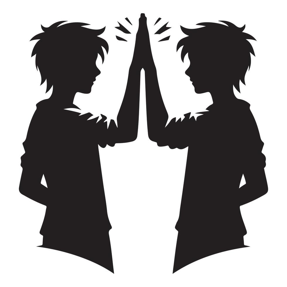 High Five Silhouette Collaboration, Teamwork, and Partnership friendship day celebration vector