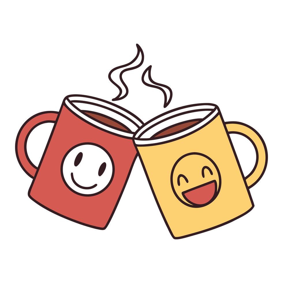 Friendship Day Celebration with Cheerful Coffee Mugs vector