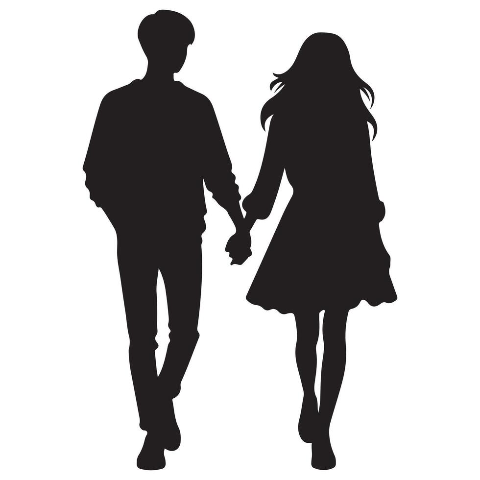 Couple Walking and Holding Hands vector