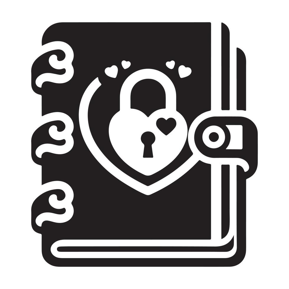 Locked Diary with Heart Padlock design vector