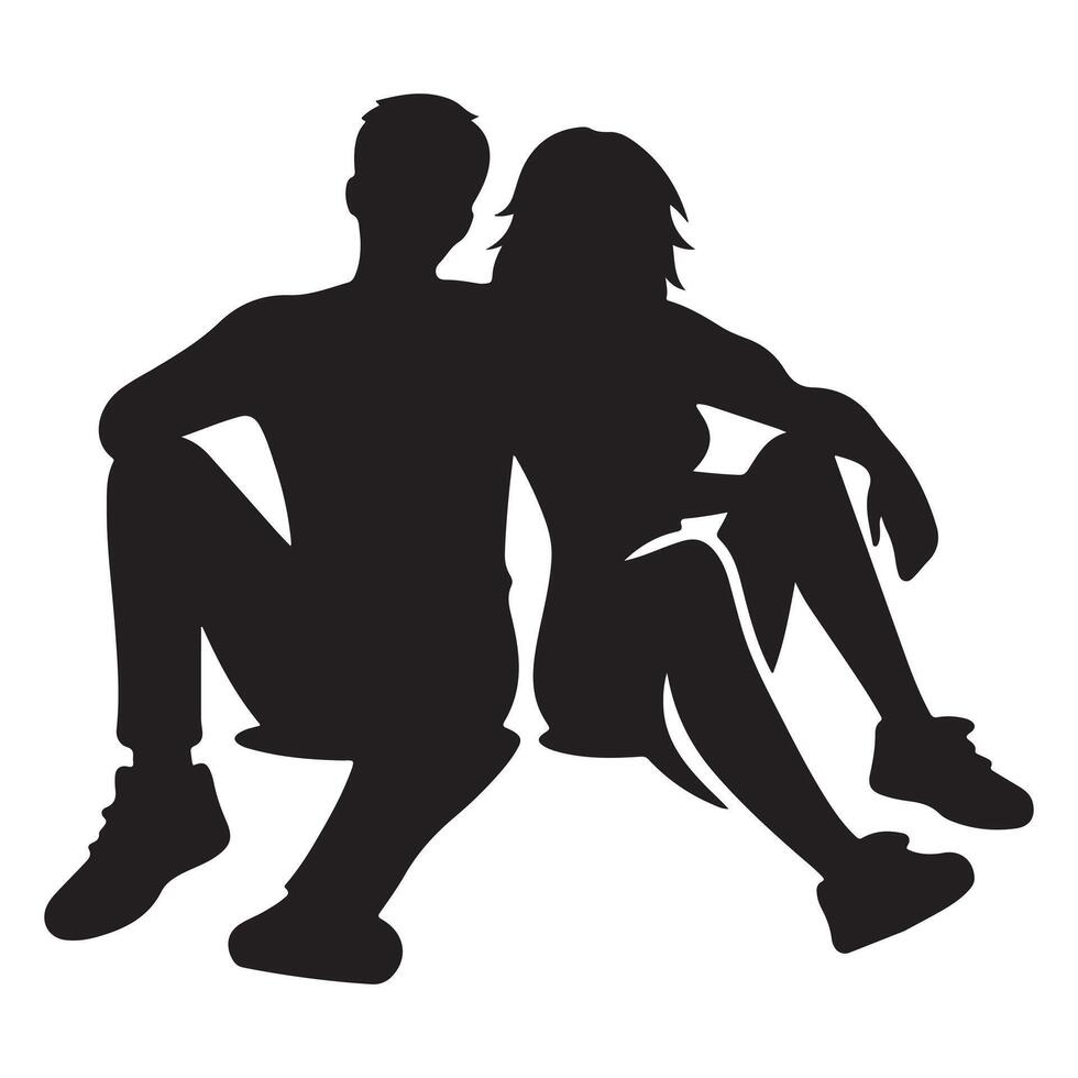 Romantic Seated Couple Silhouette design vector