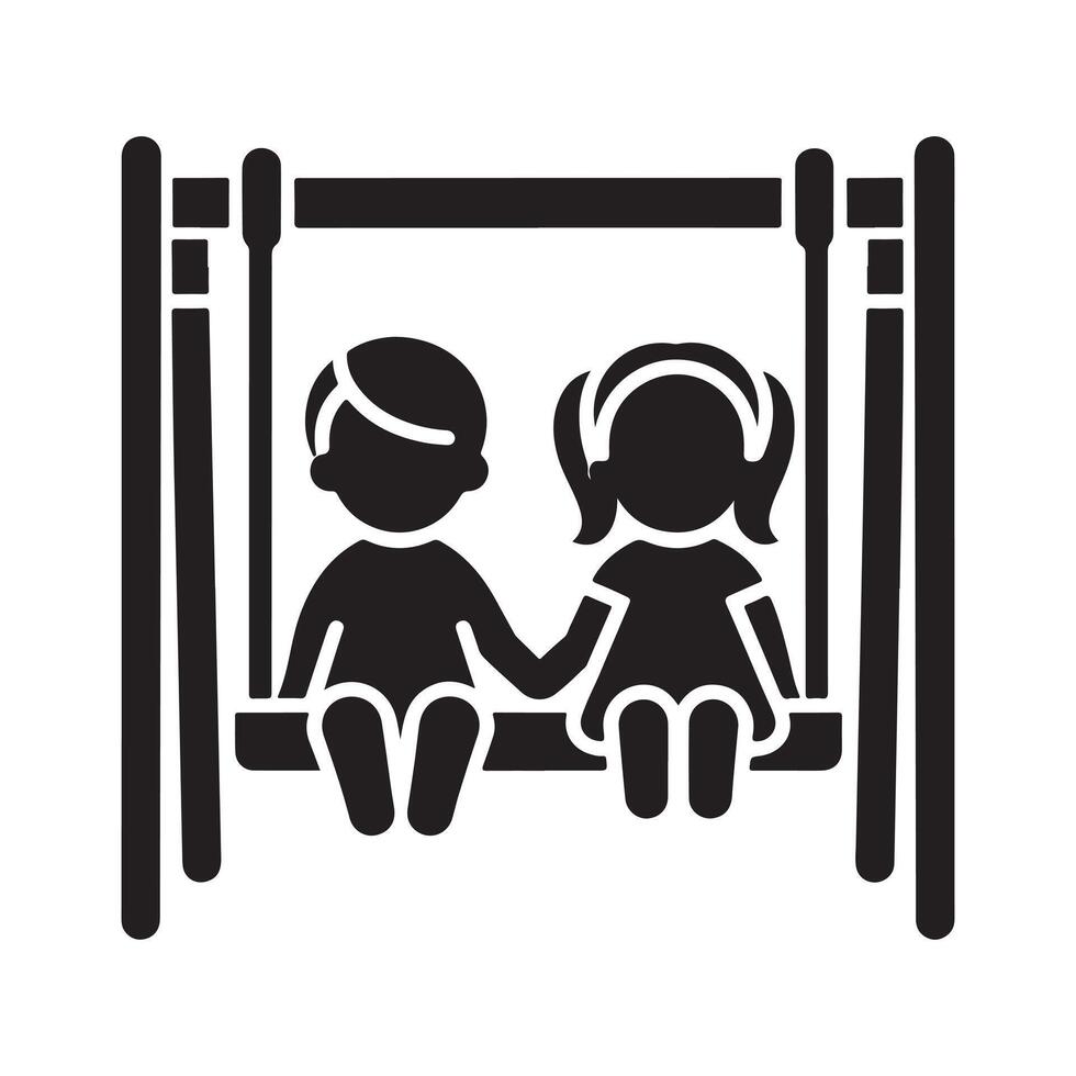 Children Holding Hands on a Swing friendship day celebration vector