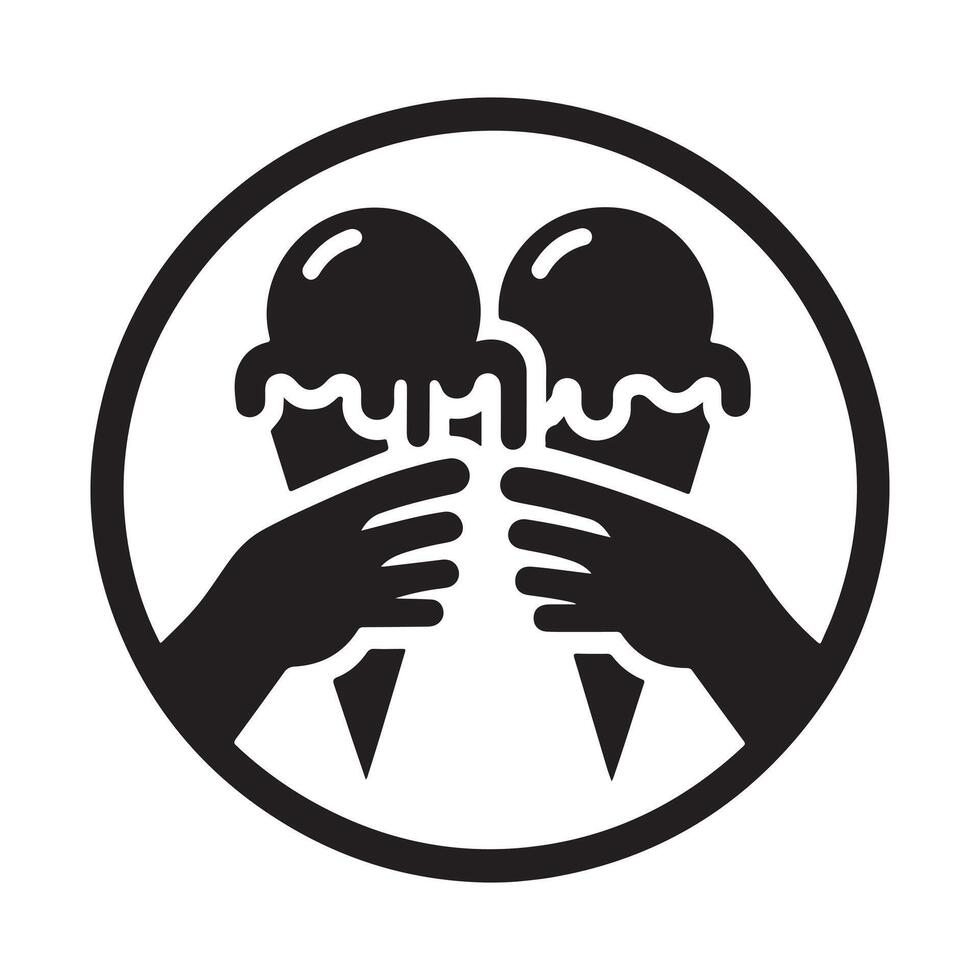 Ice Cream Cones with Hands Sweet Treat Icon vector