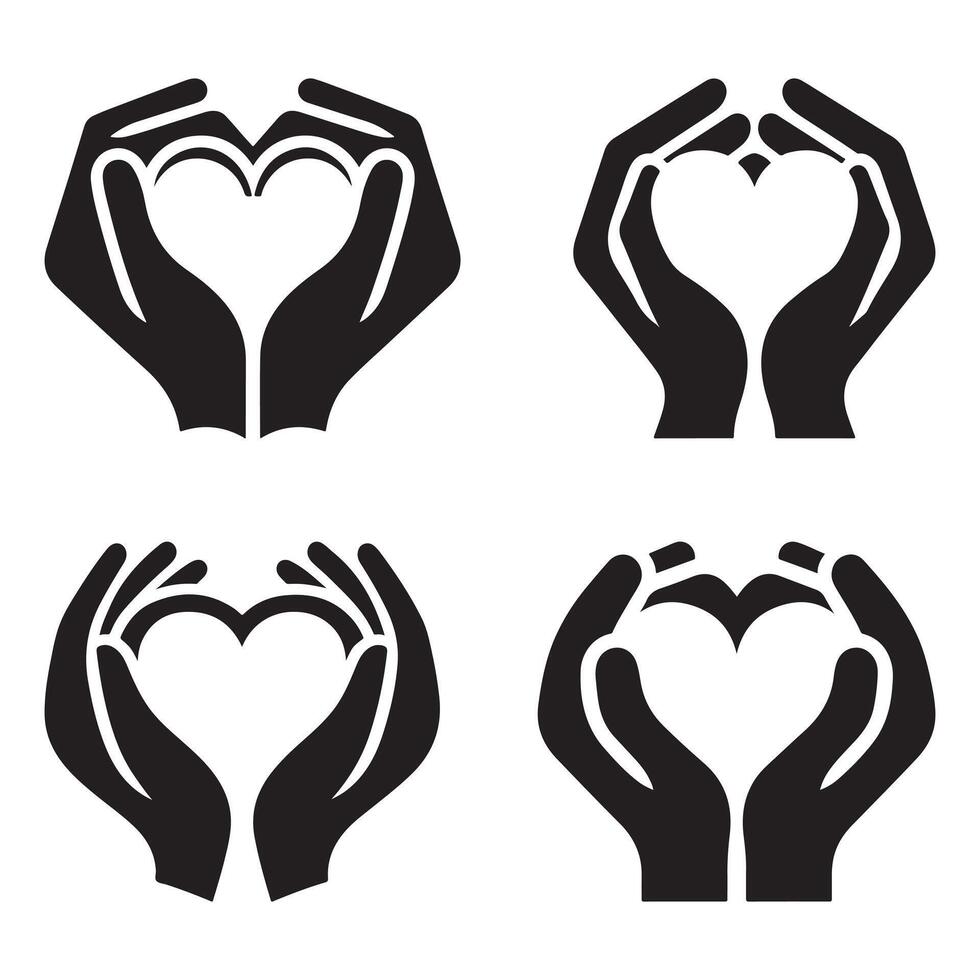 Hands Shaping a Heart Symbol in Silhouettes vector