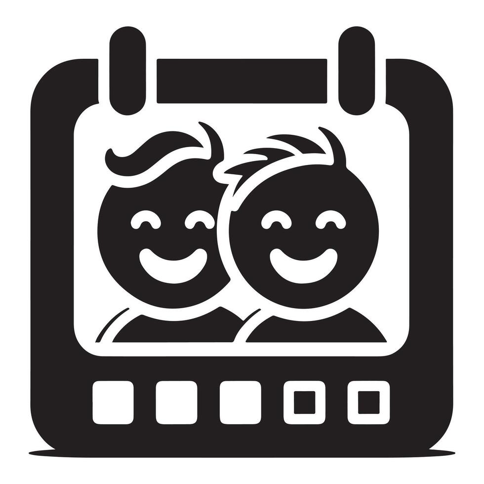 Friendship portrait calendar silhouette icon vector