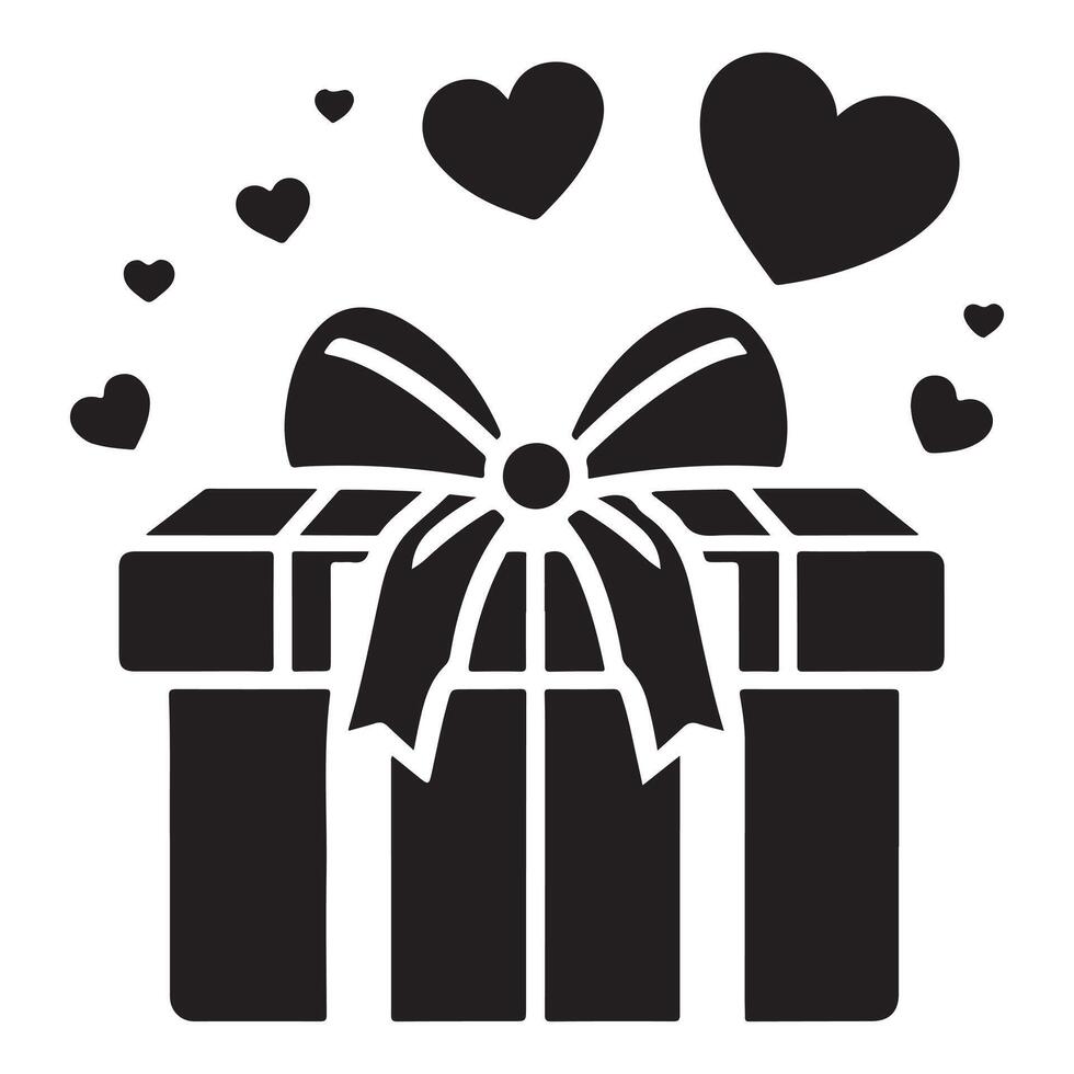 Gift Box with Hearts and Ribbon A Festive Celebration vector