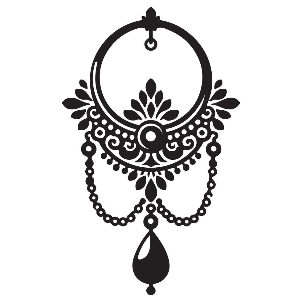 Silhouette icon of traditional Indian nose ring vector