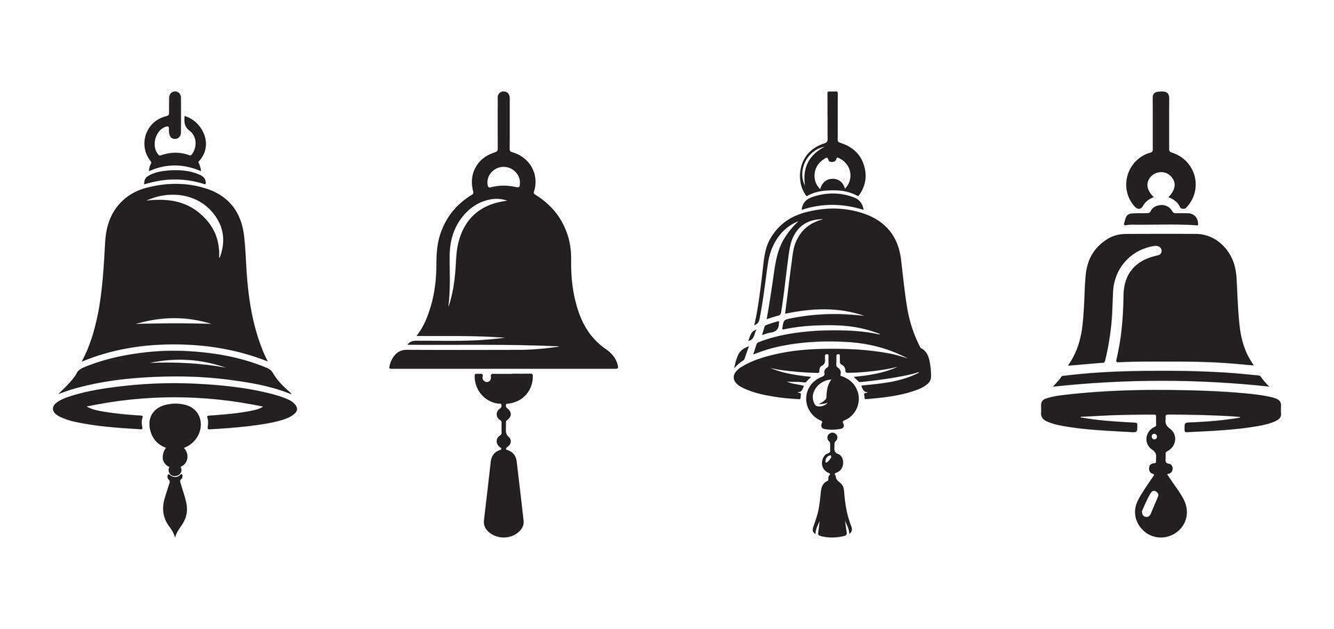 Silhouette icon of a hanging temple bell vector