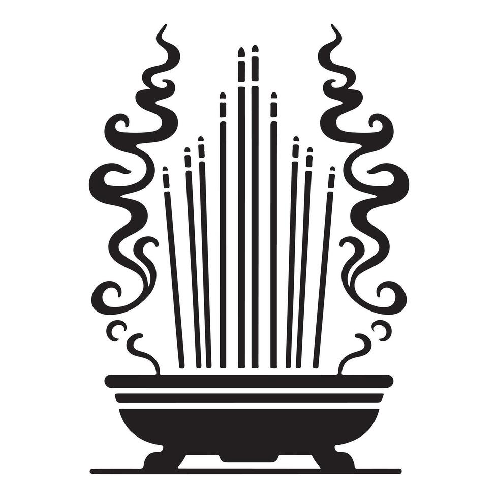 Silhouette icon of incense sticks vector