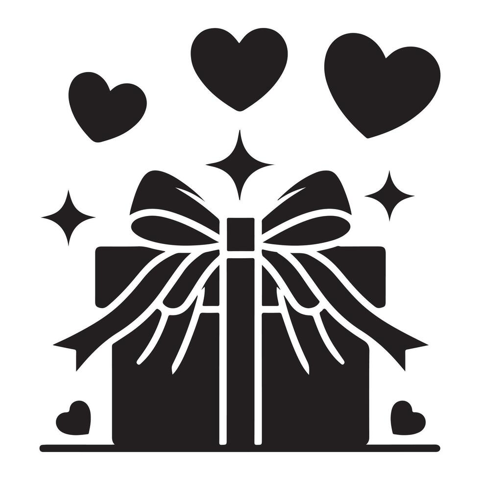 Gift Box with Hearts and Ribbon design vector