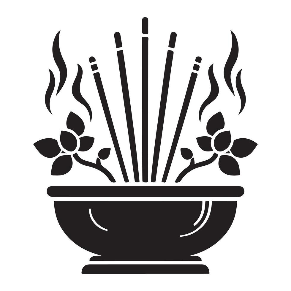 Silhouette icon of incense sticks design vector