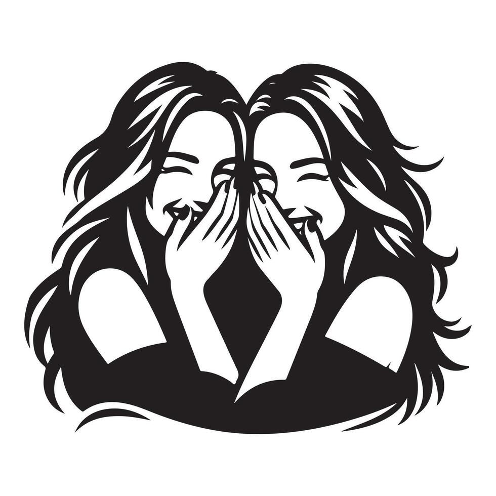 Best Friends Laughing and Bonding Silhouette design vector