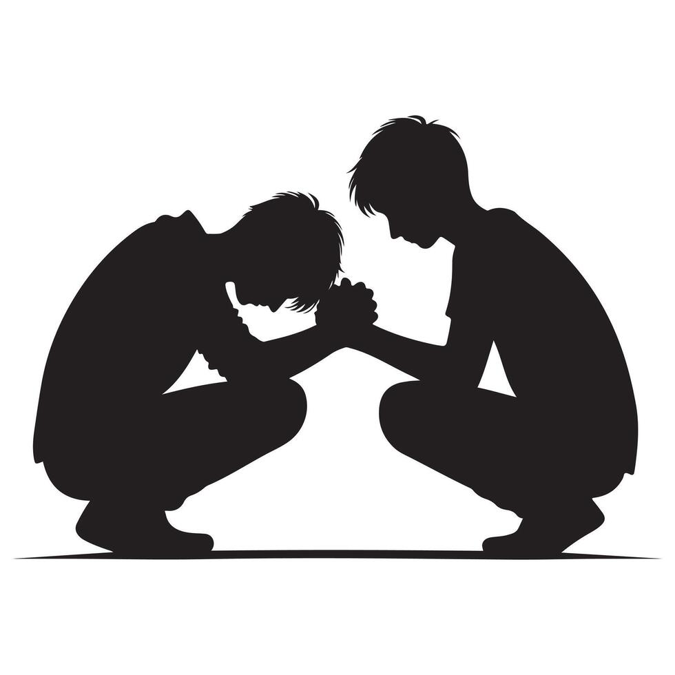 Sad Friends Comforting Each Other Silhouette design vector