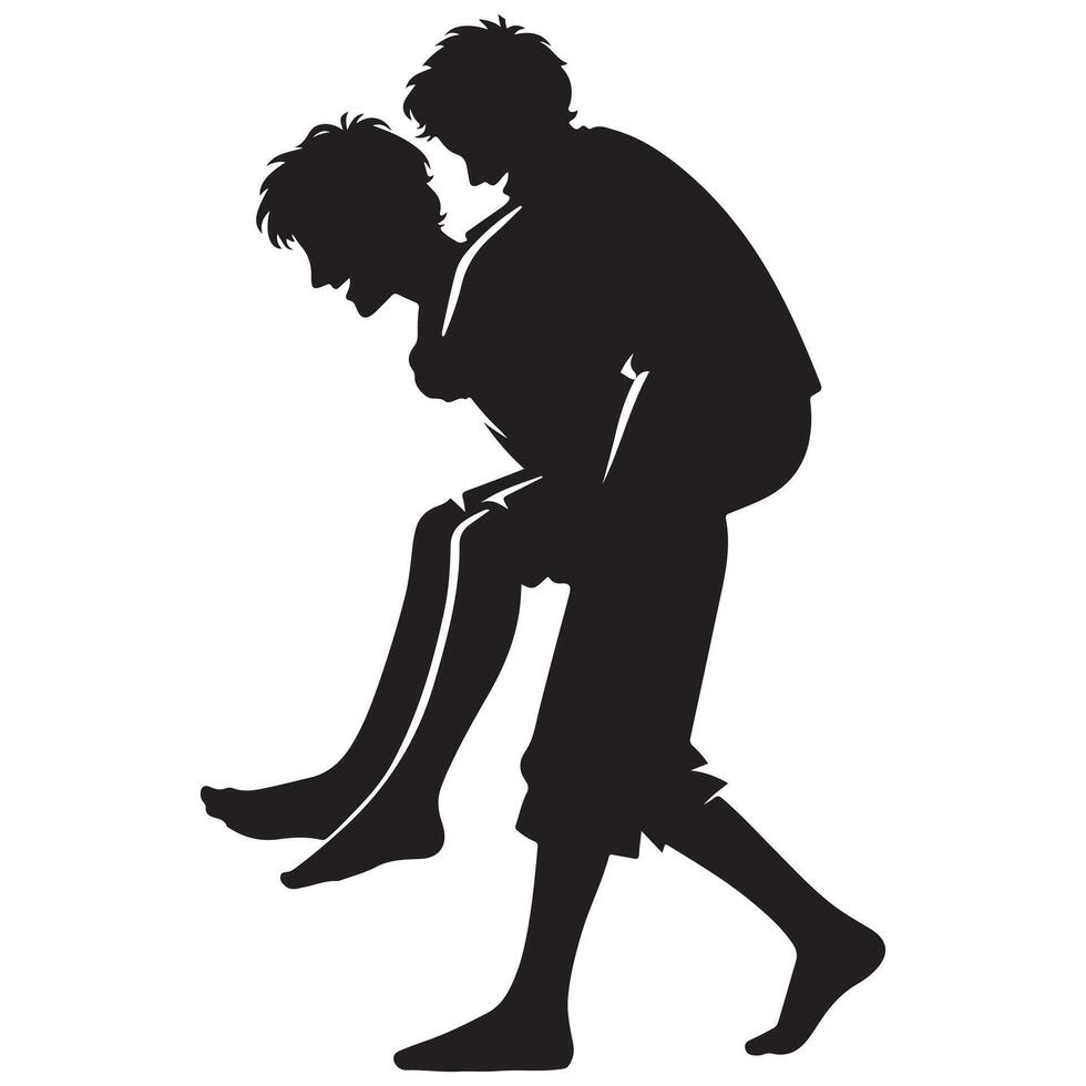 Silhouette of man Best Friends Together vector