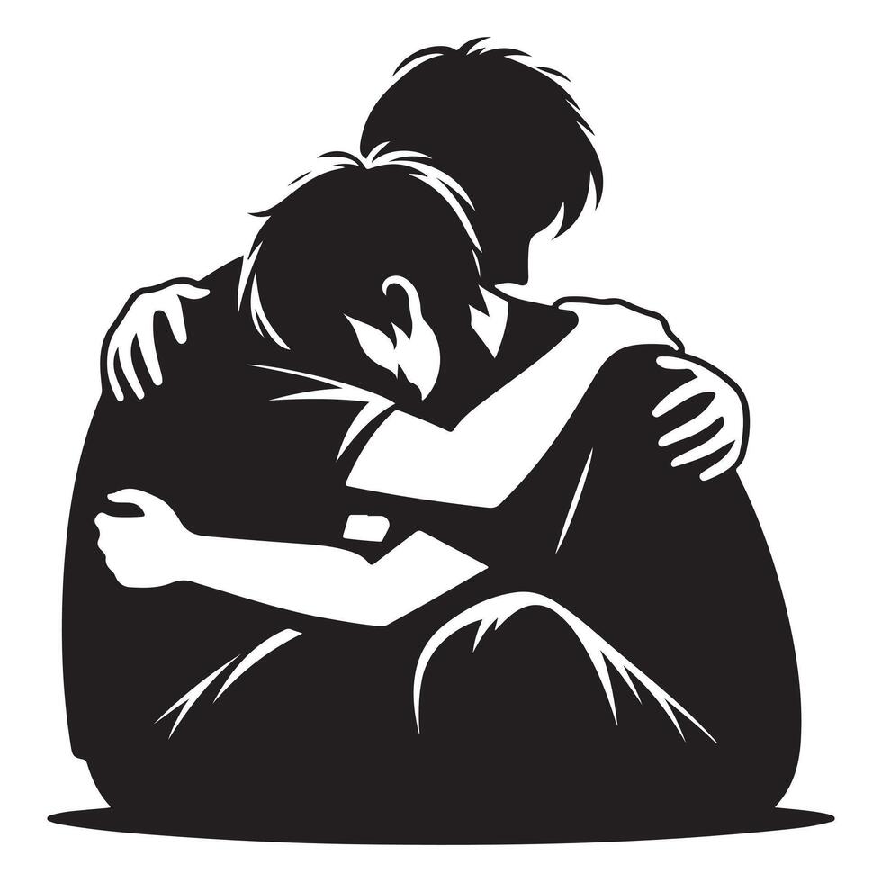 Friendship Day Hug Between Close Friends Illustration vector