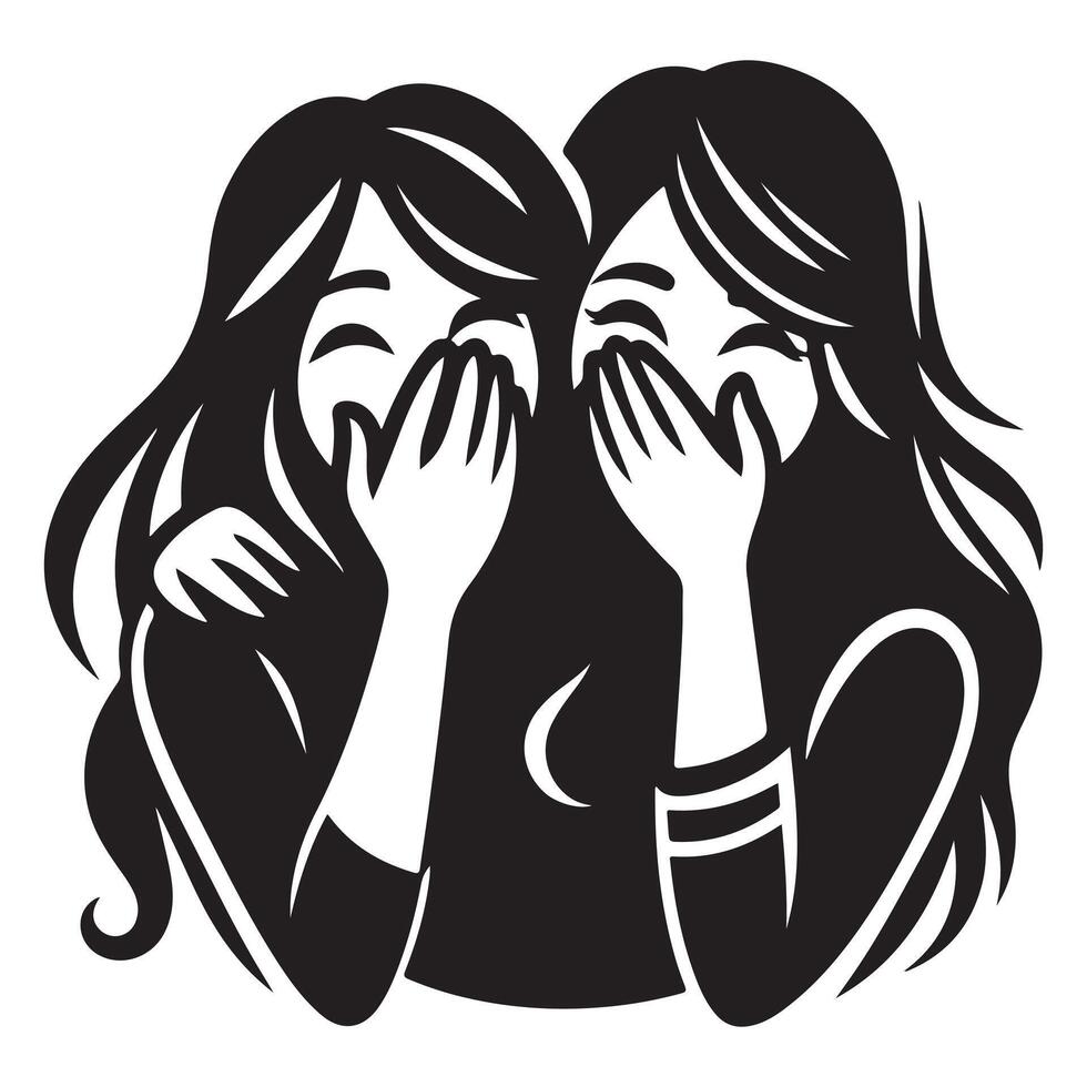 Best Friends Laughing Silhouette vector