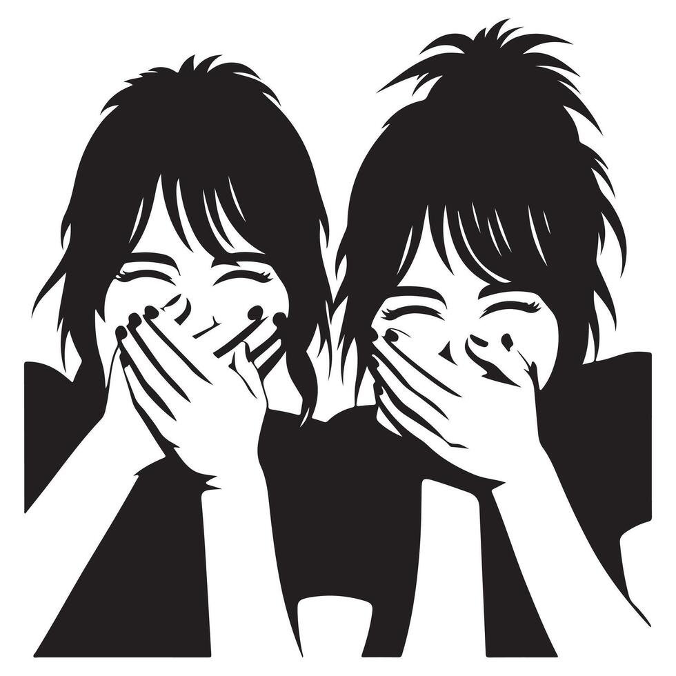 Best Friends Laughing and Bonding Silhouette vector