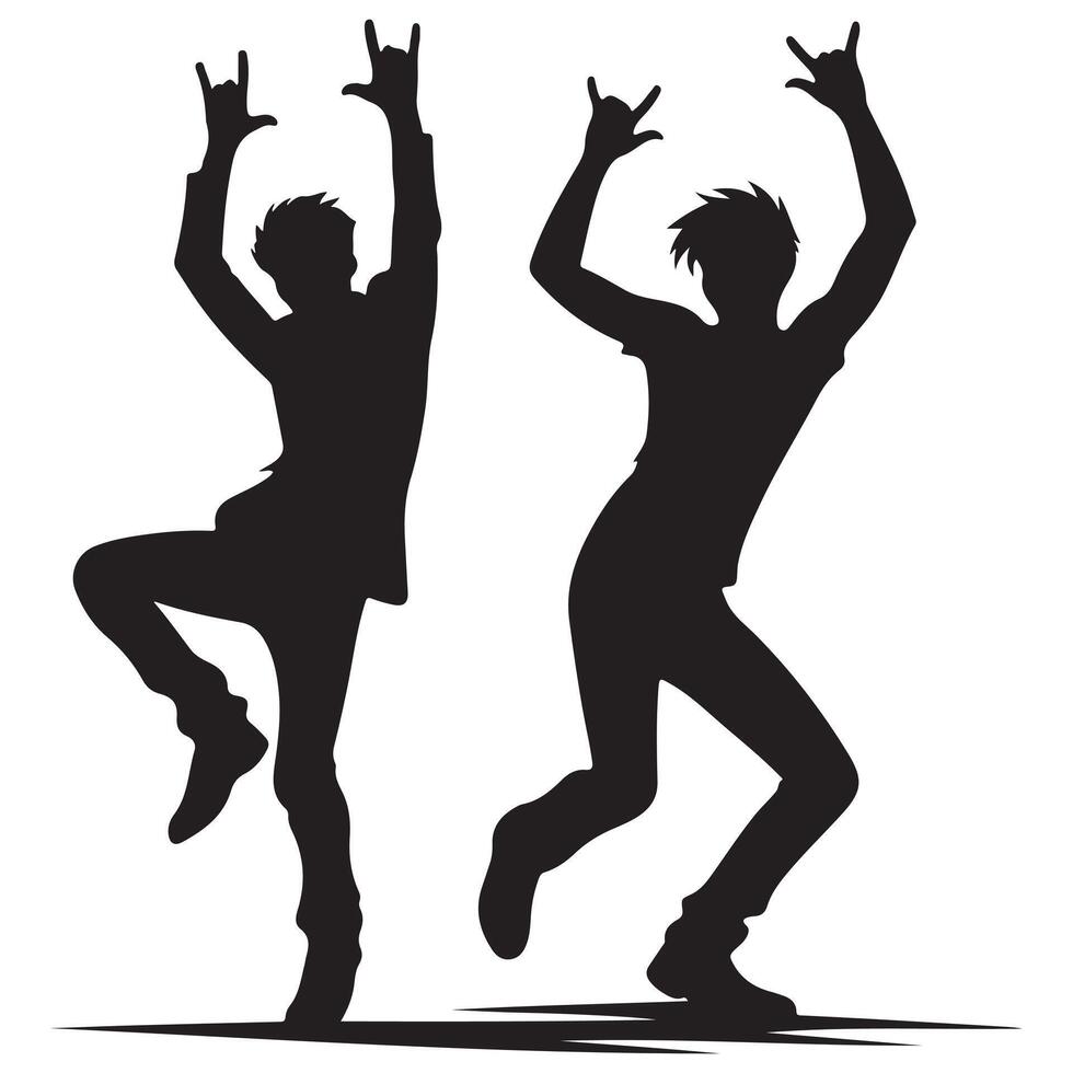 Joyful Friends Dancing in Celebration Silhouette design vector